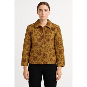 Vintage Robyne Faure Floral Tapestry Jacket 90s Boho fall brown Medium